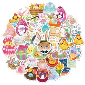 50pcs/roll Easter Day Bunny Rabbit Stickers Roll; Cute Happy Easter Stickers For Kids Children Card Scrapbooking; Easter Art Craft; Easter Gift;