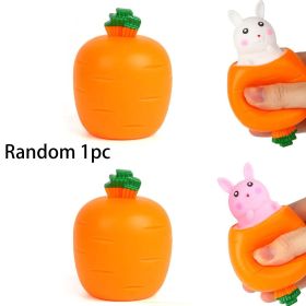 1pc Random Squeeze Toy Carrot Doll; Cute Squeezing Rabbit Doll Decompression Toy; Squeeze Fidget Toy; Carrot Doll Unzipped Relieve Boredom; Easte