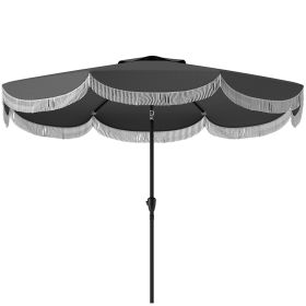 Outsunny 9FT Patio Umbrella, UPF 30+ Outdoor Market Umbrella with Crank, 8 Ribs, Push Button Tilt, Vented Patio Table Umbrella for Deck Backyard
