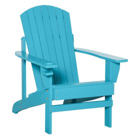 Outsunny Adirondack Chair, Campfire chair and Deck Chair, Classic Lounge w/ Built-in Cupholder for Patio, Backyard, Deep Sky Blue