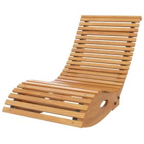 Outsunny Outdoor Rocking Chair w/ Slatted Seat Wooden 51.25" x 23.5" x 23.5" Teak for Relaxing Outdoors