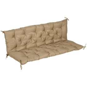 Outsunny Outdoor Bench Cushion Tufted 3-Seater Khaki for Swing Chair Patio Sofa
