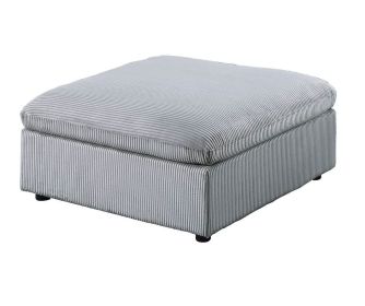 Contemporary Living Room Furniture Ottoman Dark Gray Color Corduroy 1pc Soft Cushion Ottoman Wood Legs