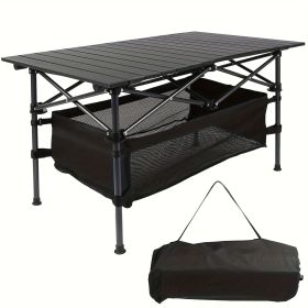 Portable 37" Oversized Camping Table - Instant-Roll Aluminum Folding Desk for Tailgate Parties, RV Trips & Group BBQs