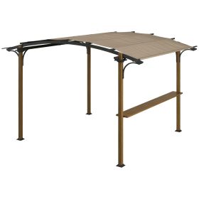 Outsunny 12' x 10' Outdoor Pergola with Bar Counter, Sun Shade Canopy, Aluminum and Steel Frame for Backyard