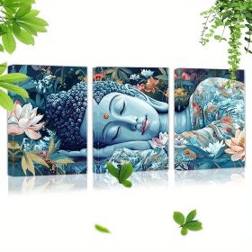Mentally Compassionate Buddha 3pcs Framed Canvas Wall Art Set - Ready To Hang, Perfect For Living Room, Bedroom, Or Office Decor (Option: 36x24inch90x60cm)