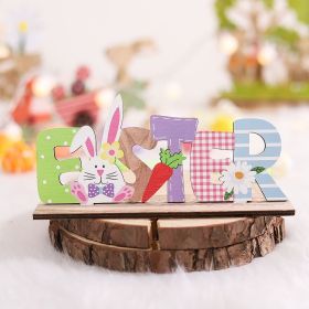 1pc Easter Bunny Gnome & Letter Design Ornament ; Easter Tabletop Wooden Decorations Signs; Cute Rabbit Gnome DIY Art Crafts; Home Decor; Easter (Color: Home Decor - Easter)