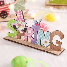 1pc Easter Bunny Gnome & Letter Design Ornament ; Easter Tabletop Wooden Decorations Signs; Cute Rabbit Gnome DIY Art Crafts; Home Decor; Easter (Color: Home Decor - Spring)
