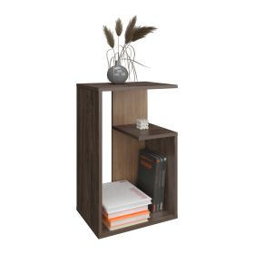 Stebbins Side Table, 2 Shelves (Color: Carbon Espresso / Natural Oak)