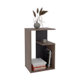 Stebbins Side Table, 2 Shelves (Color: Dark Walnut / Black Wengue)
