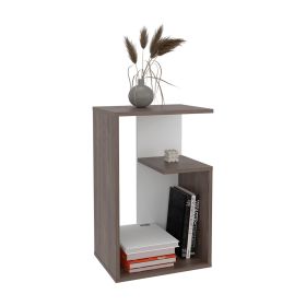 Stebbins Side Table, 2 Shelves (Color: Dark Walnut / White Washed Oak)