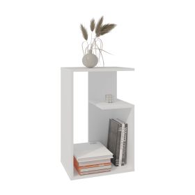 Stebbins Side Table, 2 Shelves (Color: White)