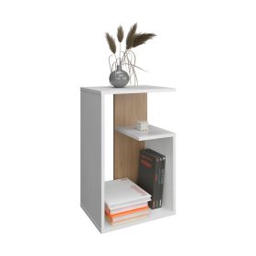 Stebbins Side Table, 2 Shelves (Color: White Washed Oak / Natural Oak)