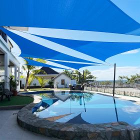 Artpuch Custom Size Sky Blue Sun Shade Sail Triangle Canopy 185 GSM Durable Fabric UV Block Awning for Outdoor Patio Garden Backyard (Customized (Color: Sky Blue, size: 13x14x19.1)