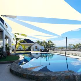 Artpuch Custom Size Cream Sun Shade Sail Triangle Canopy 185 GSM Durable Fabric UV Block Awning for Outdoor Patio Garden Backyard (Customized Ava (Color: CREAM, size: 08x15x17)