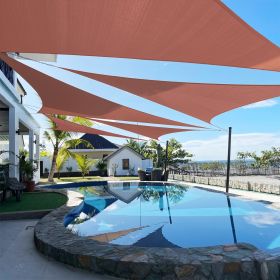 Artpuch Custom Size Rust Red Sun Shade Sail Triangle Canopy 185 GSM Durable Fabric UV Block Awning for Outdoor Patio Garden Backyard (Customized (Color: Rust Red, size: 16X19X19)