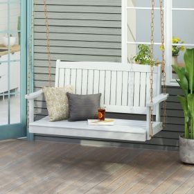 Outdoor  Modern Acacia Wood Porch Swing (Material: Wood+Metal, Color: White)