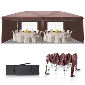 10X20ft Deep Coffee Color 4 Sides -2 Windows Folding Shed (Color: Dark Coffee)